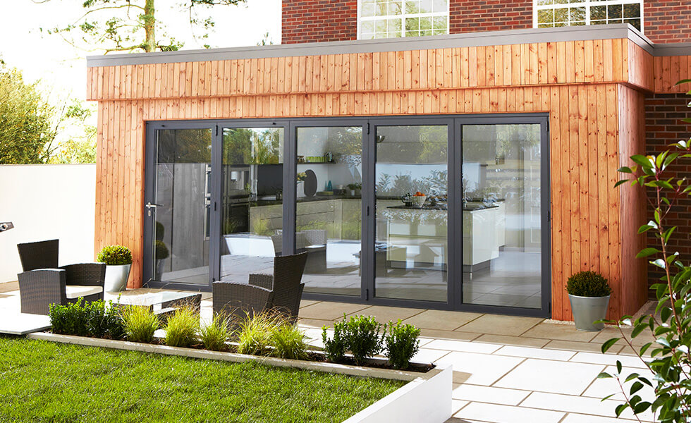 Anthracite grey aluminium bifold door