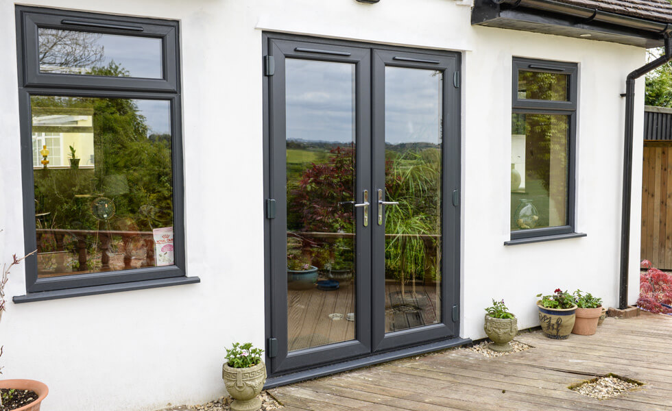 Anthracite grey uPVC french door