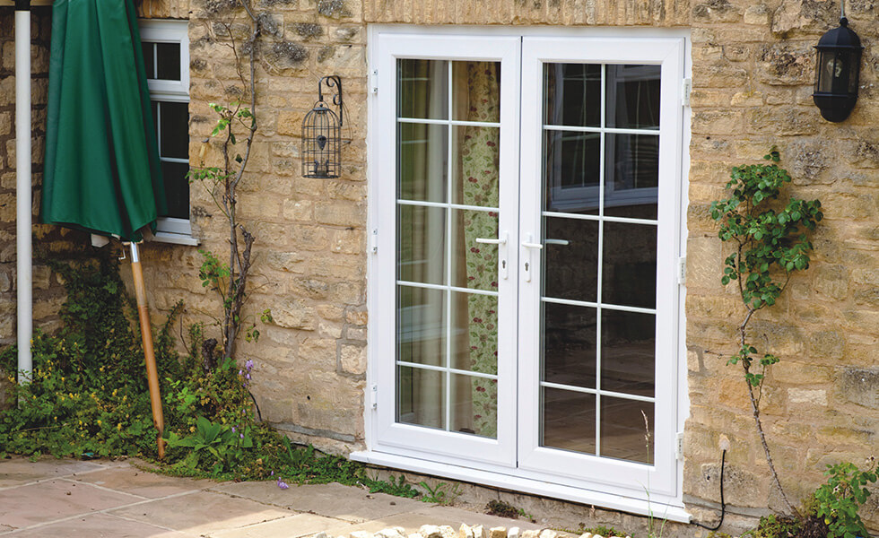 Classic white uPVC french door