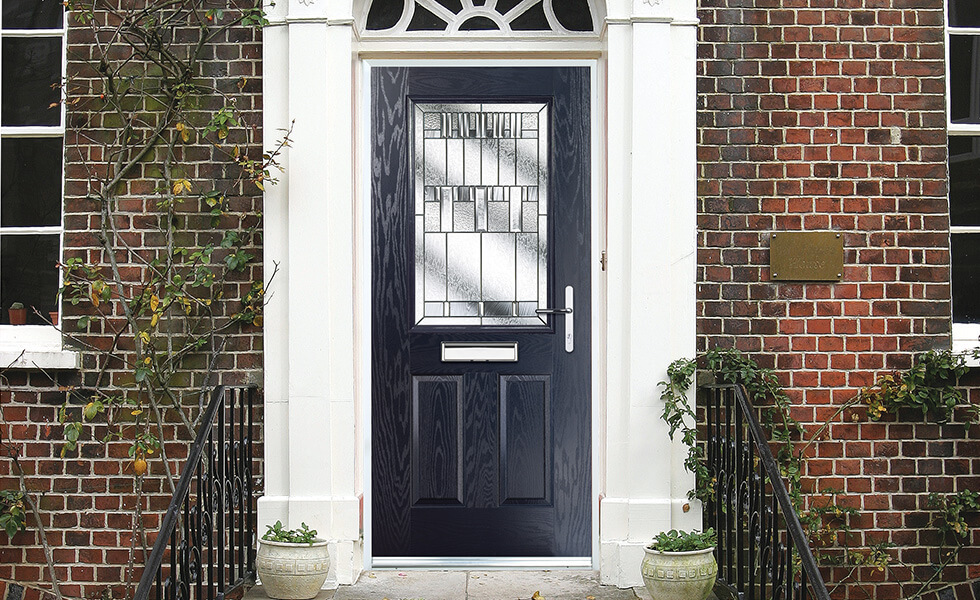 Dark blue composite front door