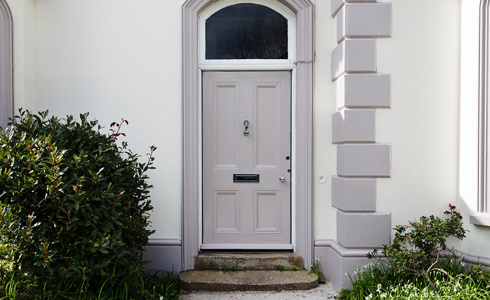 Grey timber front door