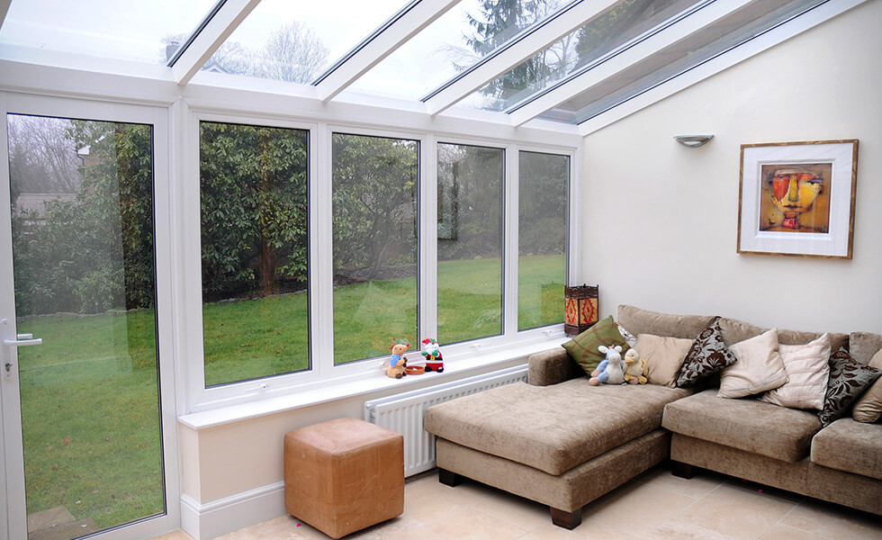 White uPVC Lean to conservatory interior view