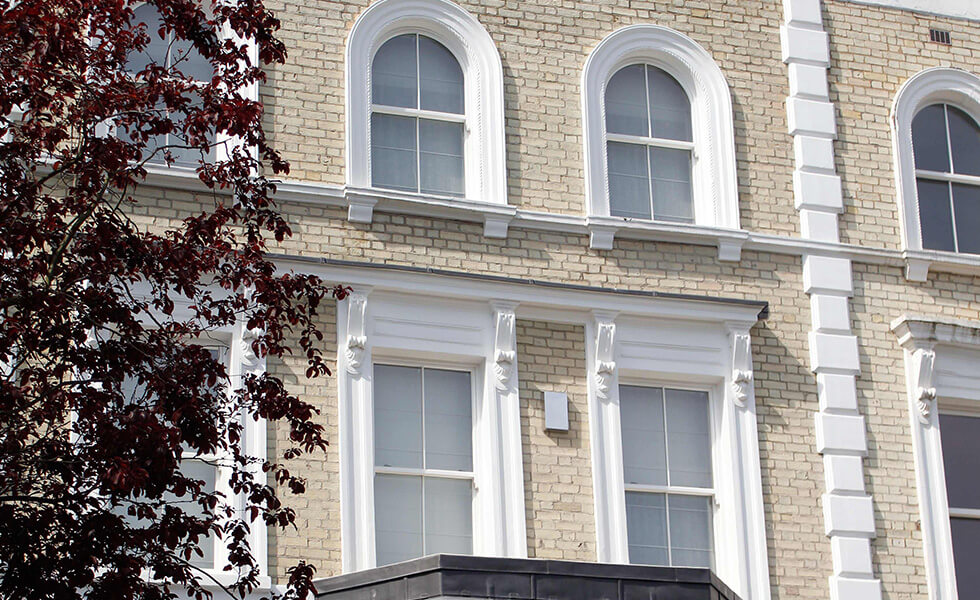 Traditional white timber sliding sash windows