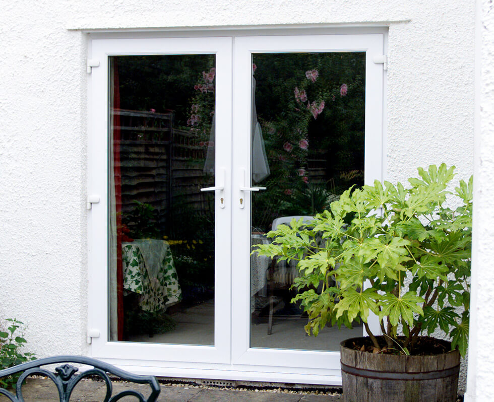 Traditional white uPVC french door