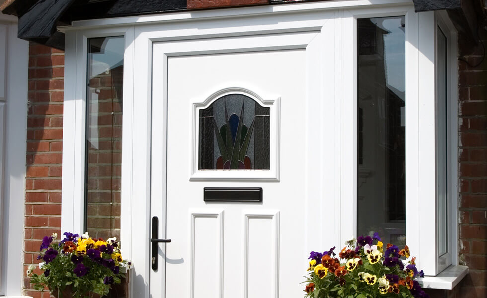 Traditional white uPVC front door