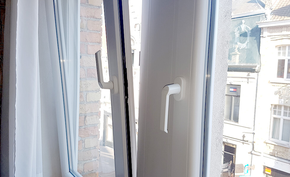 White uPVC tilt and turn window interior view