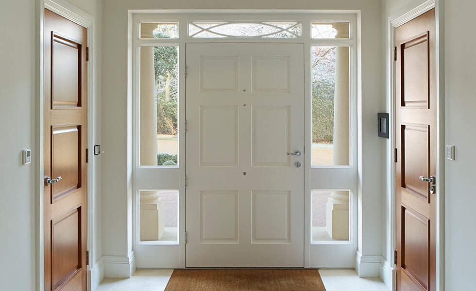 White timber door interior view