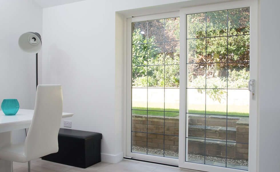 White uPVC sliding patio door interior view