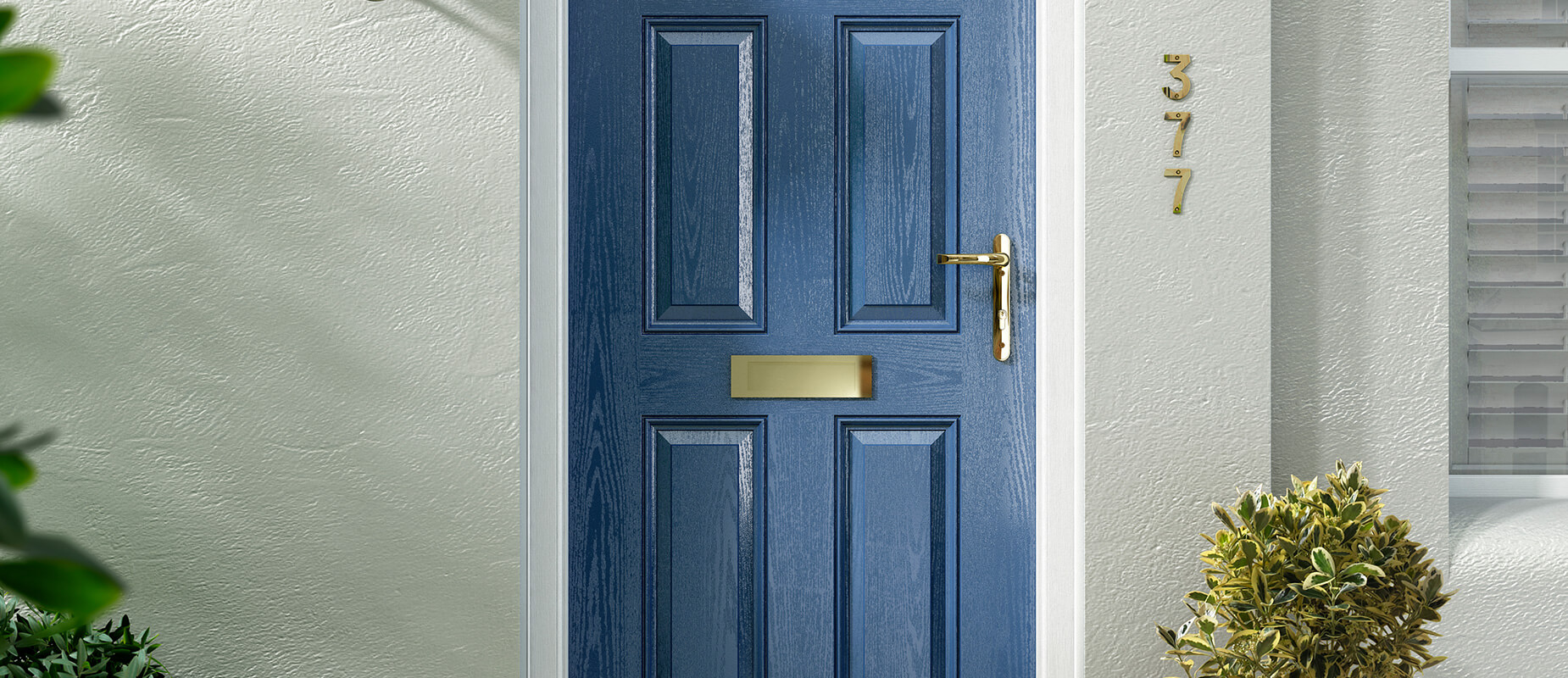 Blue solid composite front door