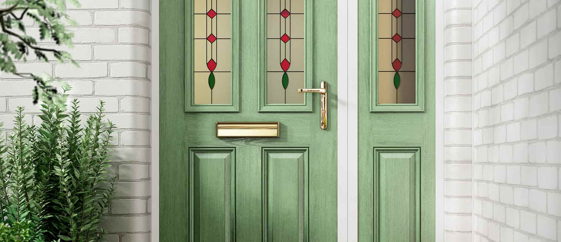 Chartwell green glazed composite front door