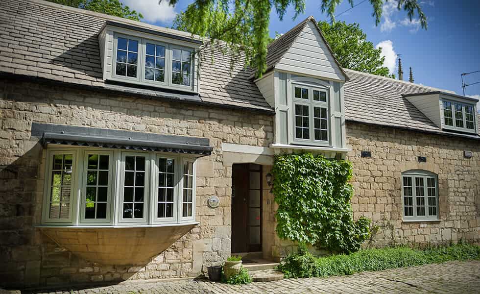 Sage green uPVC flush sash windows