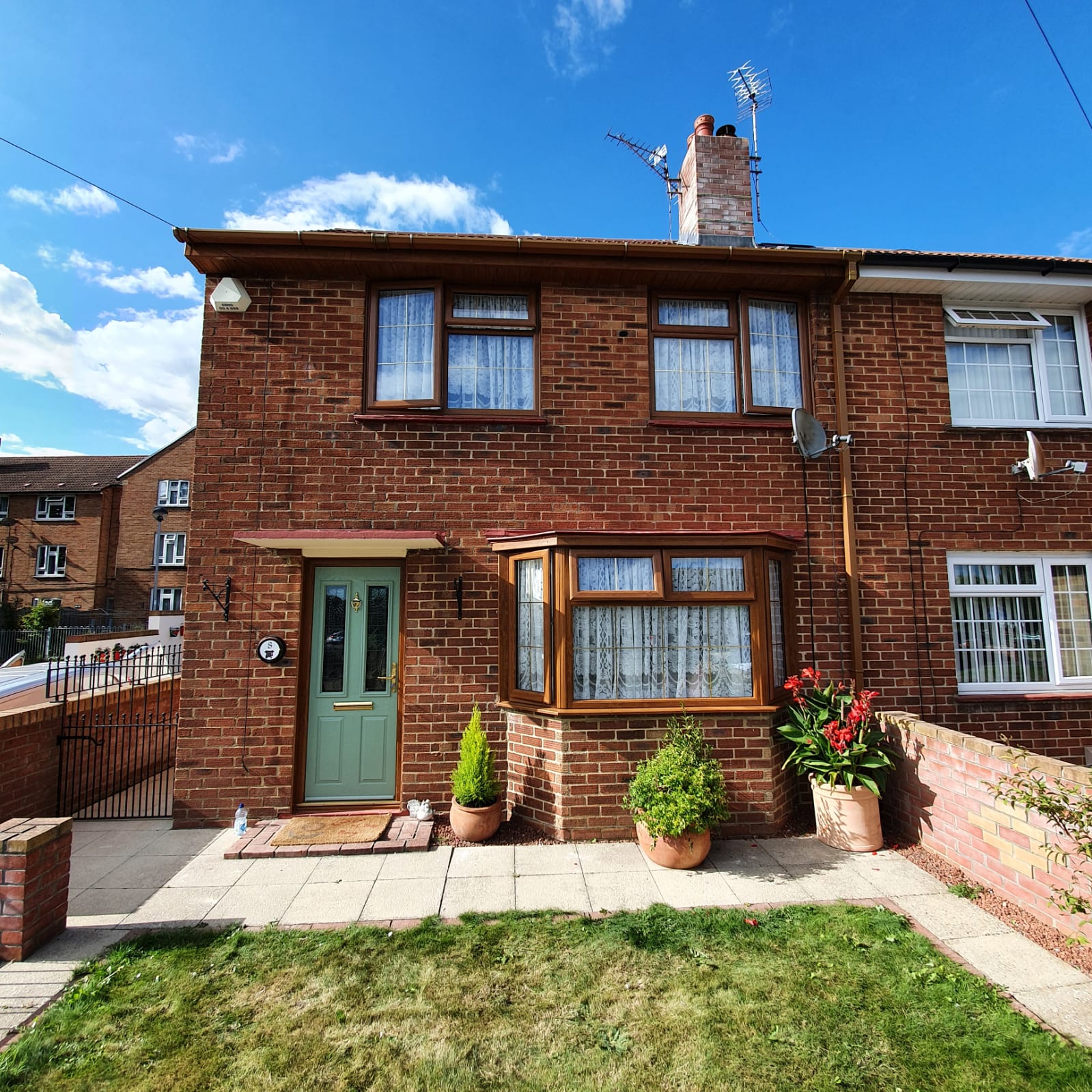 Home with replacement door.